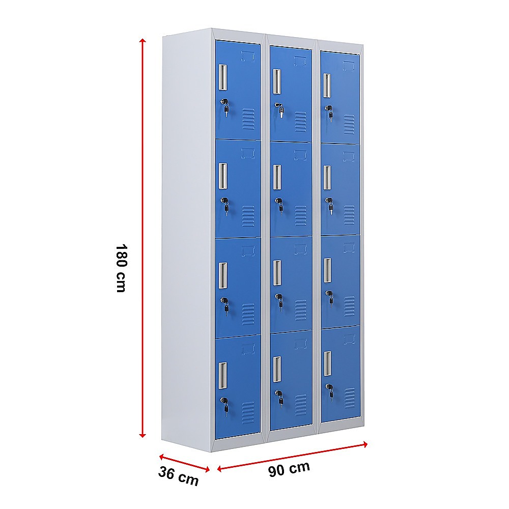 12-Door Locker for Office Gym Shed School Home Storage - 3-Digit Combination Lock