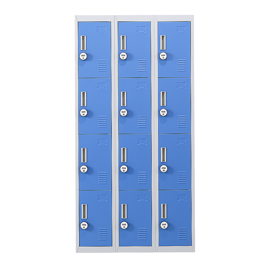 12-Door Locker for Office Gym Shed School Home Storage - 4-Digit Combination Lock