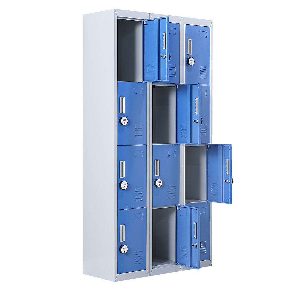 12-Door Locker for Office Gym Shed School Home Storage - 4-Digit Combination Lock