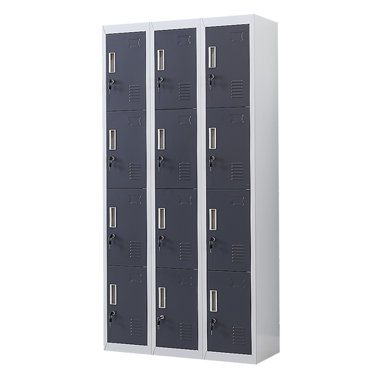 12-Door Locker for Office Gym Shed School Home Storage - Standard Lock with Keys