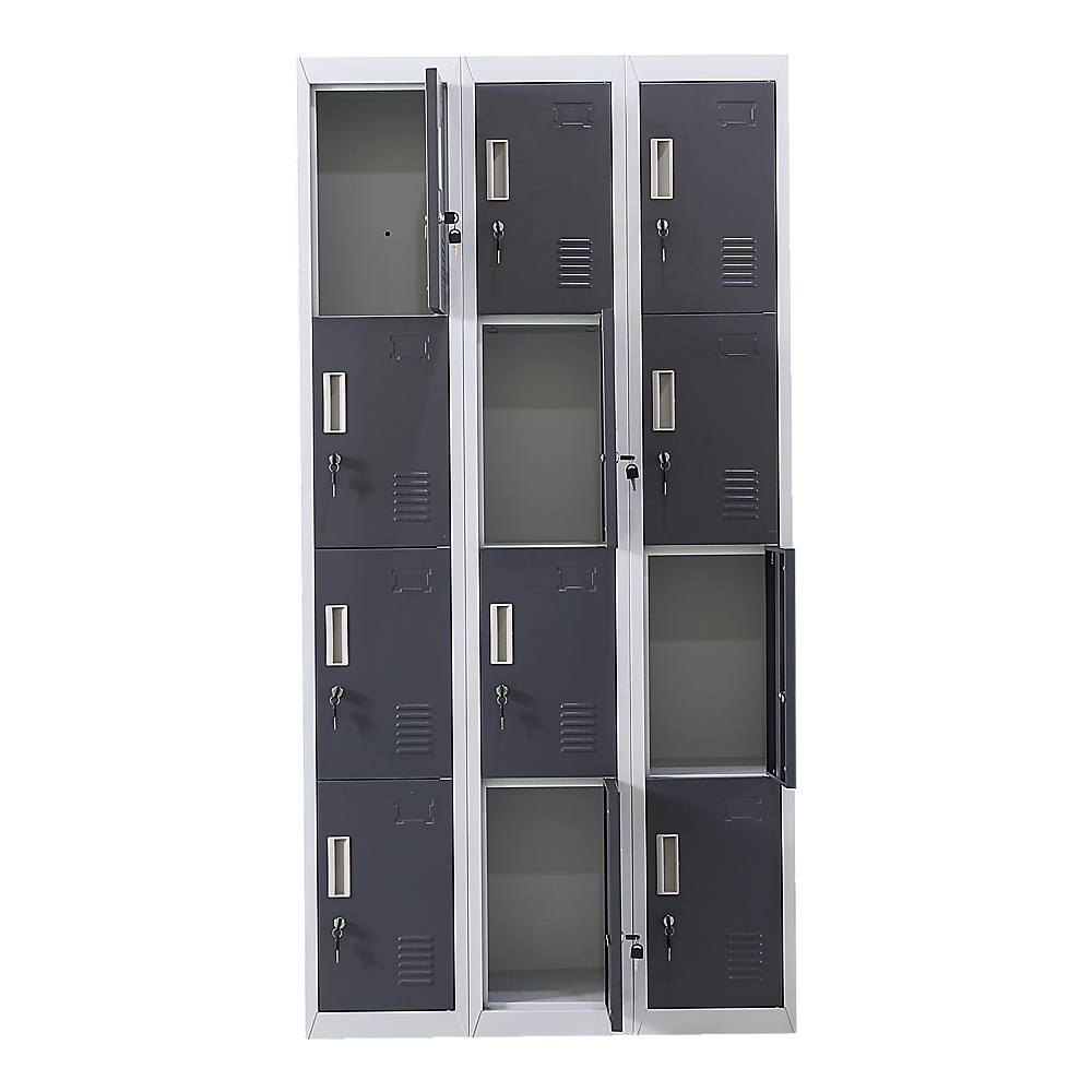 12-Door Locker for Office Gym Shed School Home Storage - Standard Lock with Keys