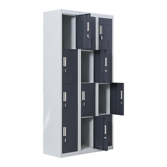 12-Door Locker for Office Gym Shed School Home Storage - Padlock-operated