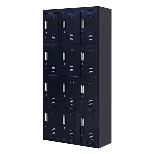 12-Door Locker for Office Gym Shed School Home Storage - Standard Lock with Keys