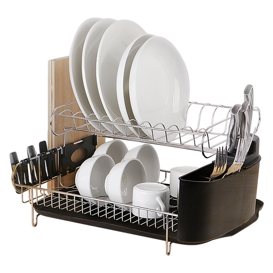 Dish Drying Rack Drainer Cup Plate Holder Cutlery Tray Kitchen Organiser