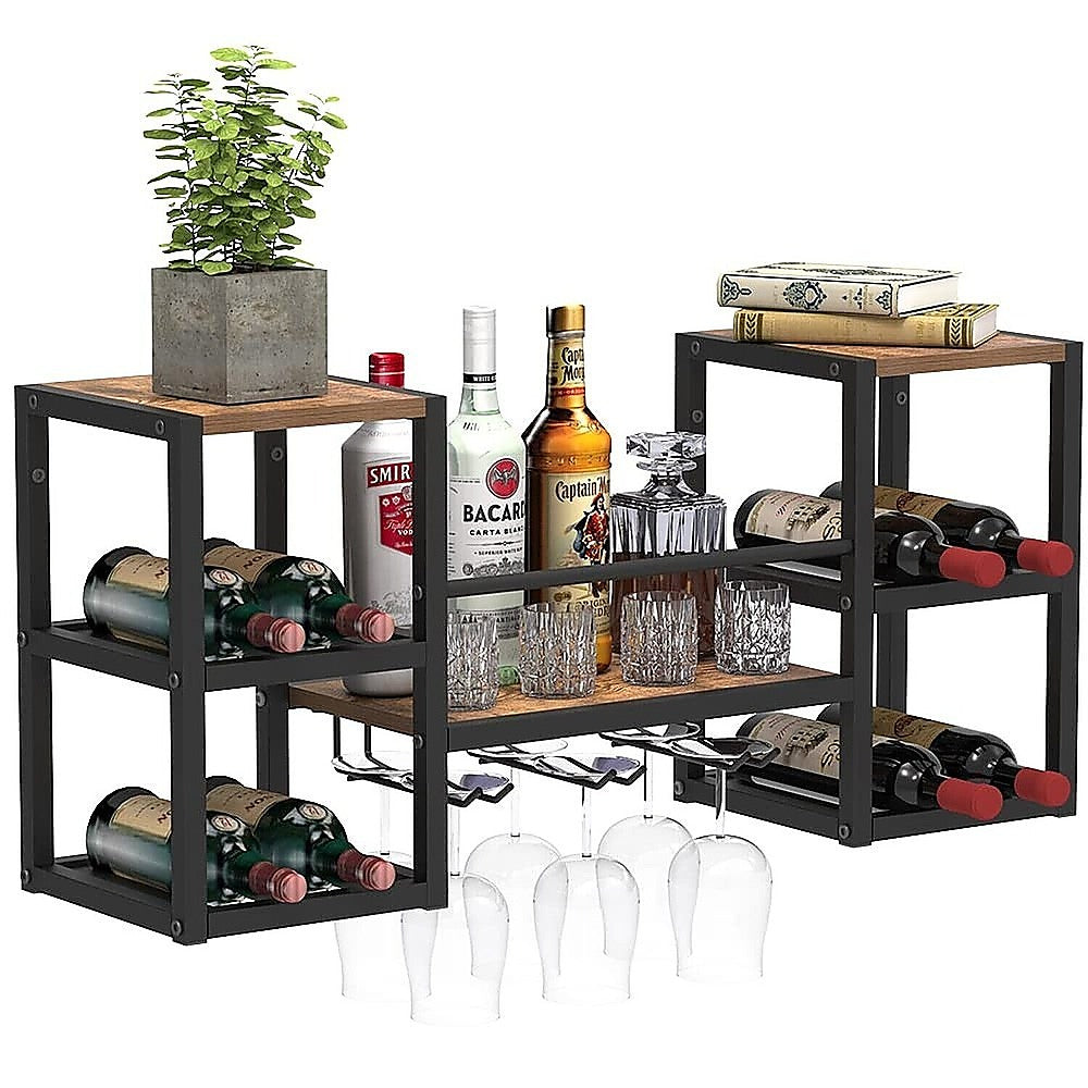 Wall Mounted Wine Rack 3 Stem Glass Holder Storage Organiser