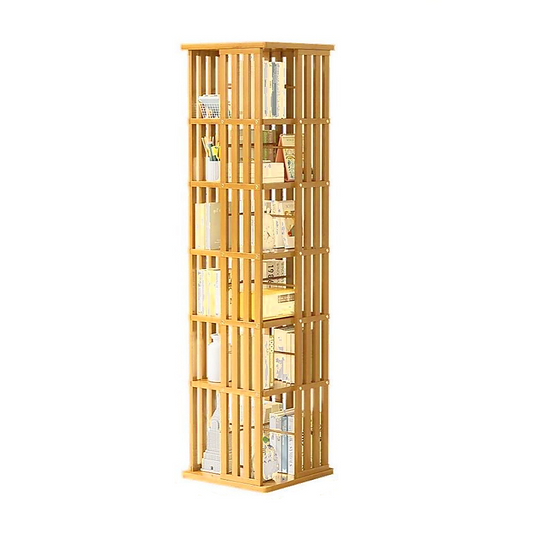 360 Rotating Bookshelf Bamboo Storage Display Rack Shelving in Wood