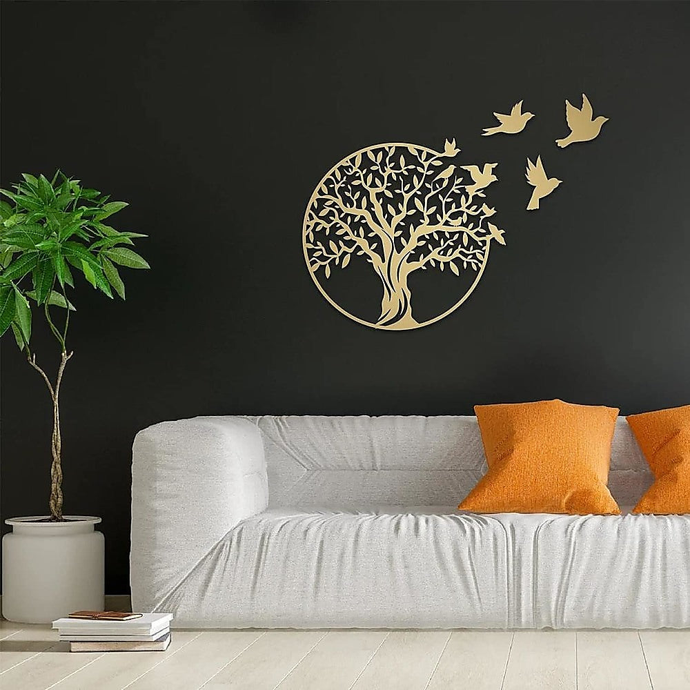 Metal Tree of Life Wall Art 7 Flying Birds Wall Sculpture