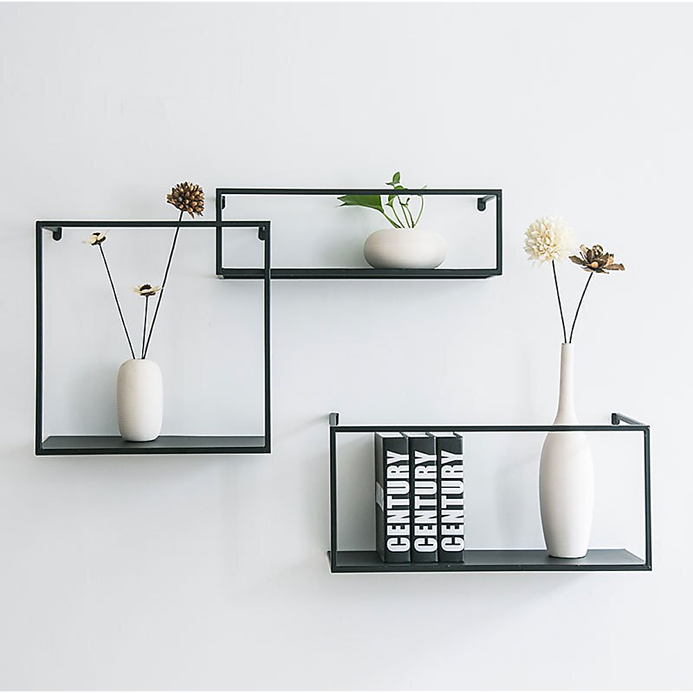 Floating Shelves Retro Industrial Ledge Black Metal Display Stand