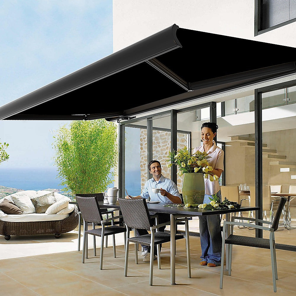 5.0m x 3.0m Retractable Folding Arm Awning Heavy Duty Full Cassette Motorised