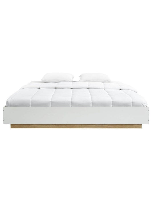 Aiden Industrial Contemporary White Oak Bed Base Bedframe