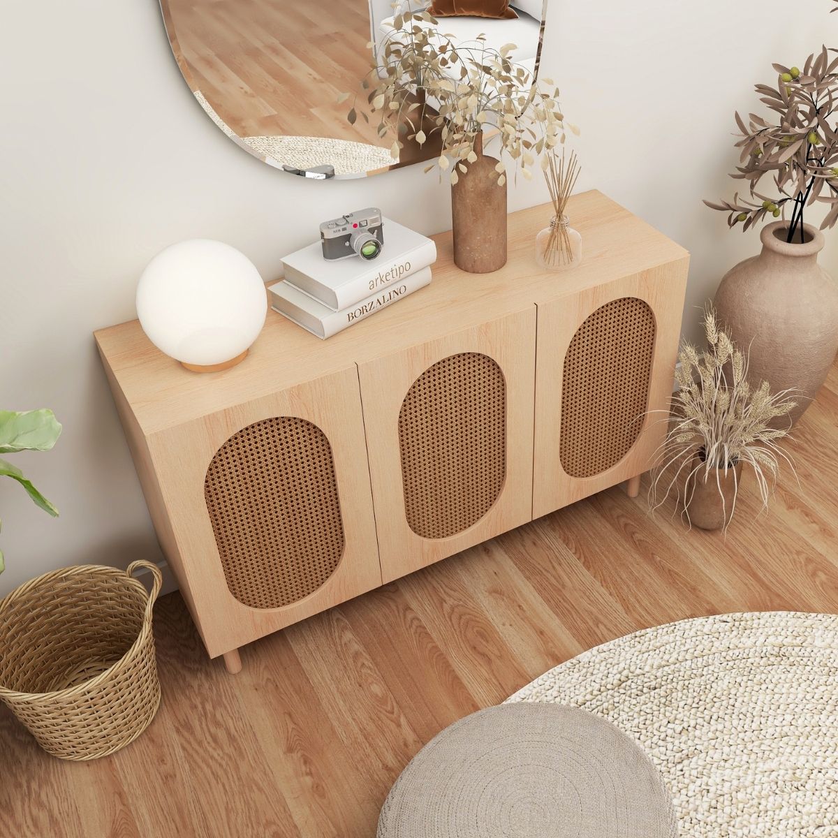 Kailua 3 Door Rattan Sideboard in Maple