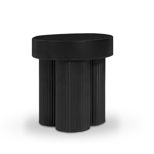 Maya Ribbed Black Side Table