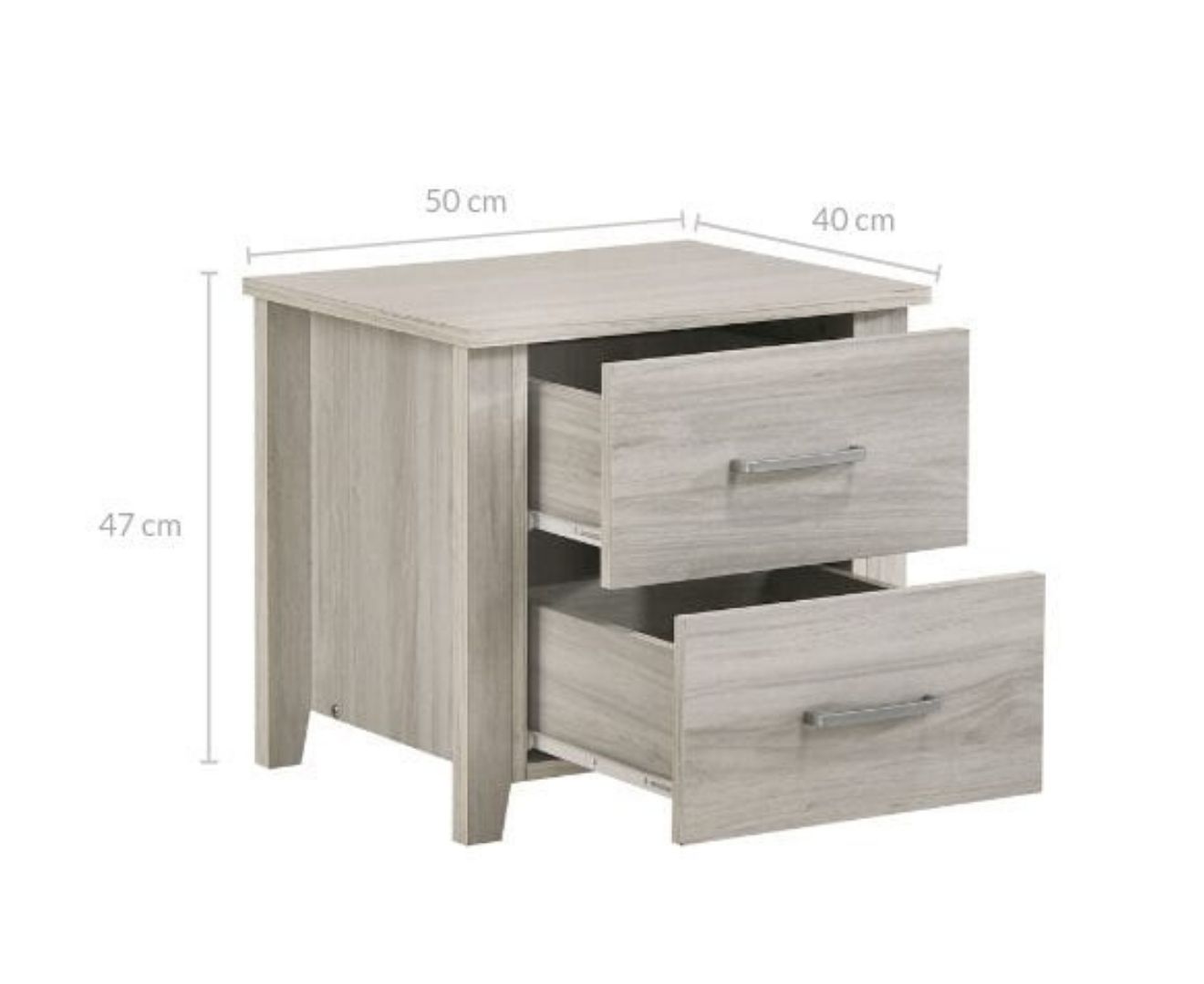 2 Drawers Bedside Table In White Oak