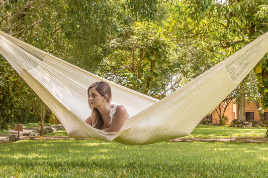 Outdoor undercover Mayan Legacy Nylon Mexican Hammock in Marble colour