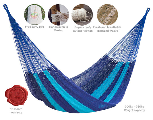 utdoor undercover cotton Mayan Legacy hammock King size Caribean Blue