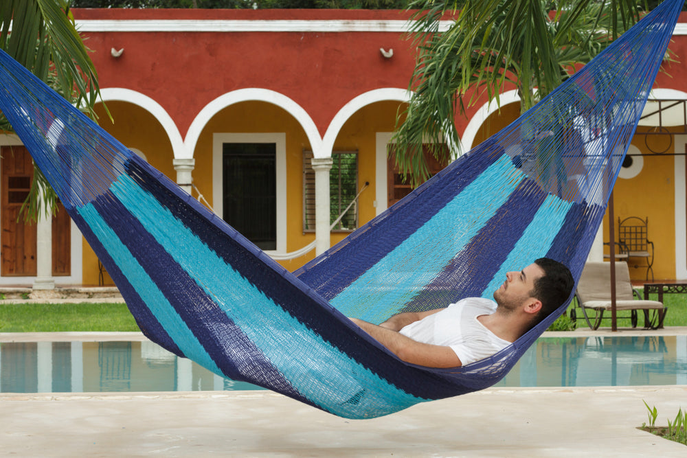 utdoor undercover cotton Mayan Legacy hammock King size Caribean Blue