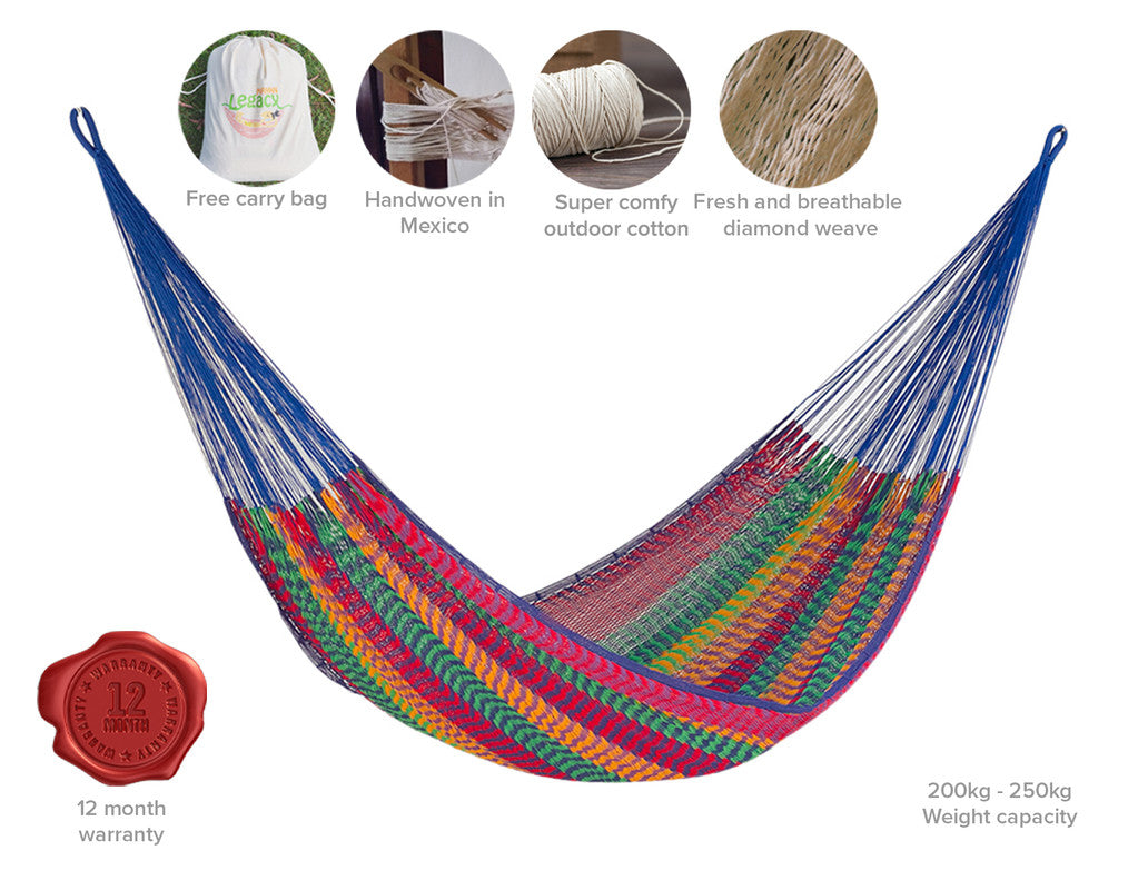 Outdoor undercover cotton Mayan Legacy hammock King size Mexicana