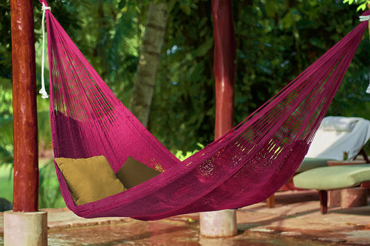 Outdoor undercover cotton Mayan Legacy hammock King size Mexican Pink