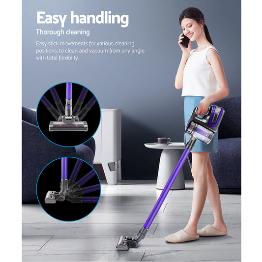 Devanti 150 Cordless Handheld Stick Vacuum Cleaner 2 Speed   Purple And Grey