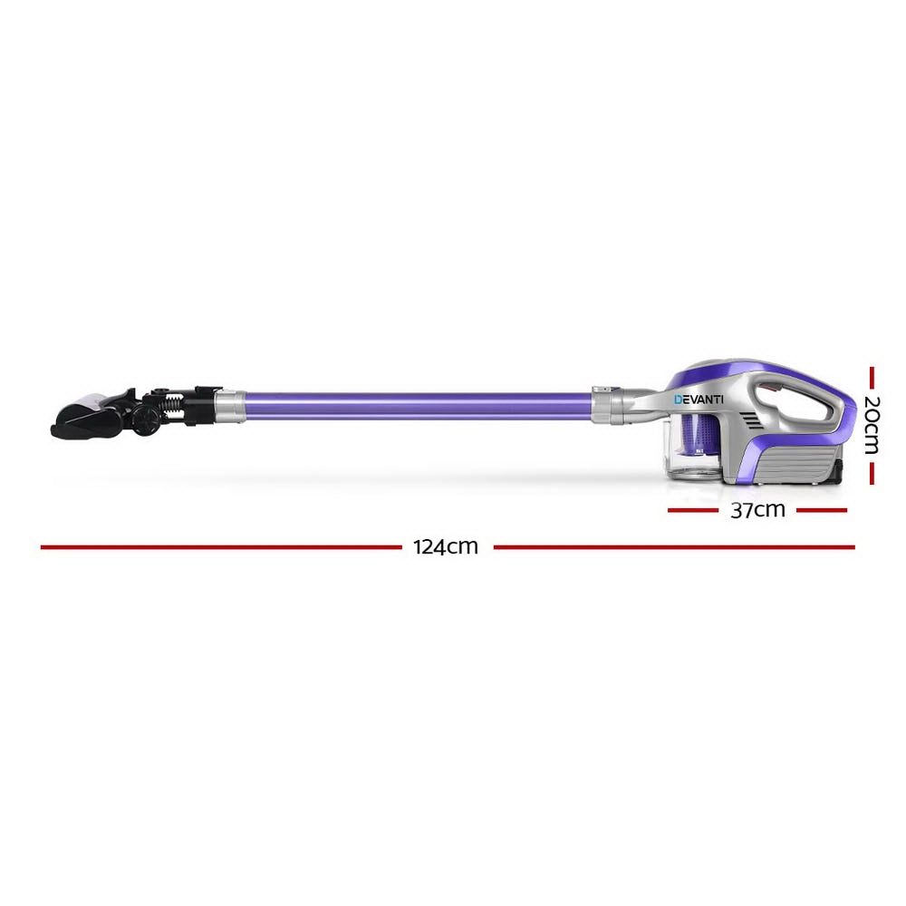 Devanti Cordless 150W Handstick Vacuum Cleaner - Purple and Grey