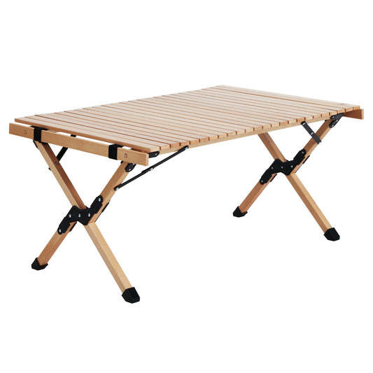 Gardeon Outdoor Furniture Wooden Egg Roll Picnic Table Camping Desk 90CM