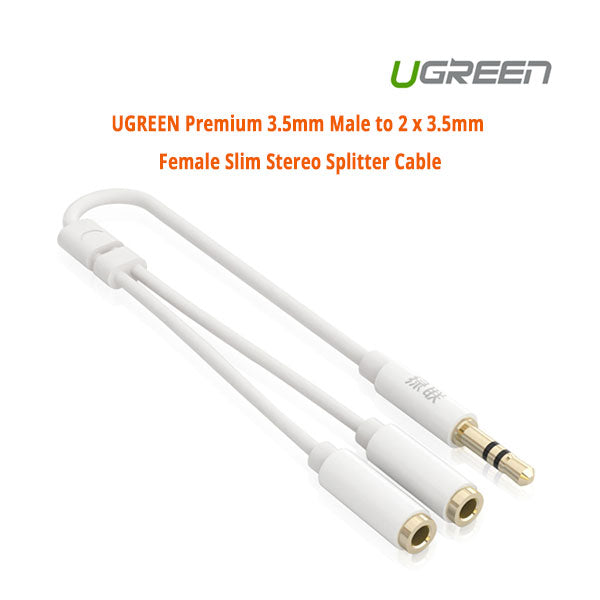 UGREEN Premium 3.5mm Male to 2 x 3.5mm Female Slim Stereo Splitter Cable (10739)