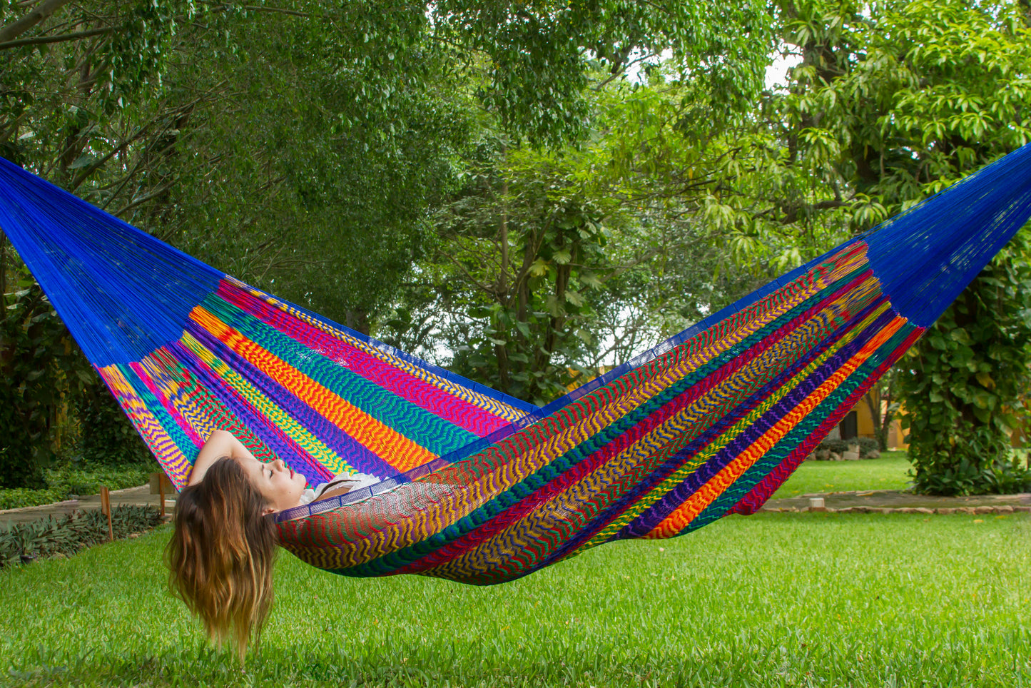 Mayan Legacy Jumbo Plus Size Nylon Mexican Hammock in Mexicana Colour