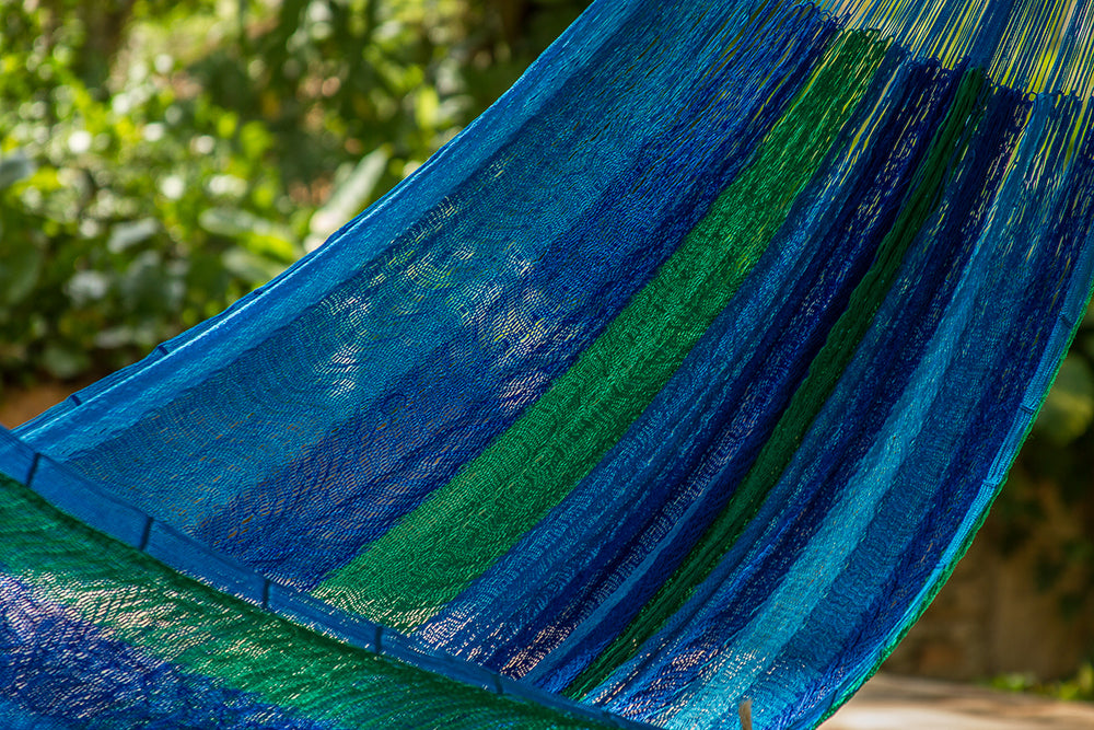 Mayan Legacy King Plus Size Nylon Mexican Hammock in Oceanica Colour