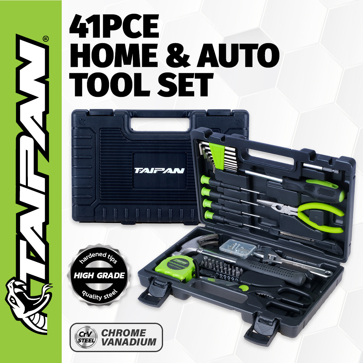 Taipan 41PCE Home Auto Premium Quality Tool Set Case Chrome Vanadium Steel