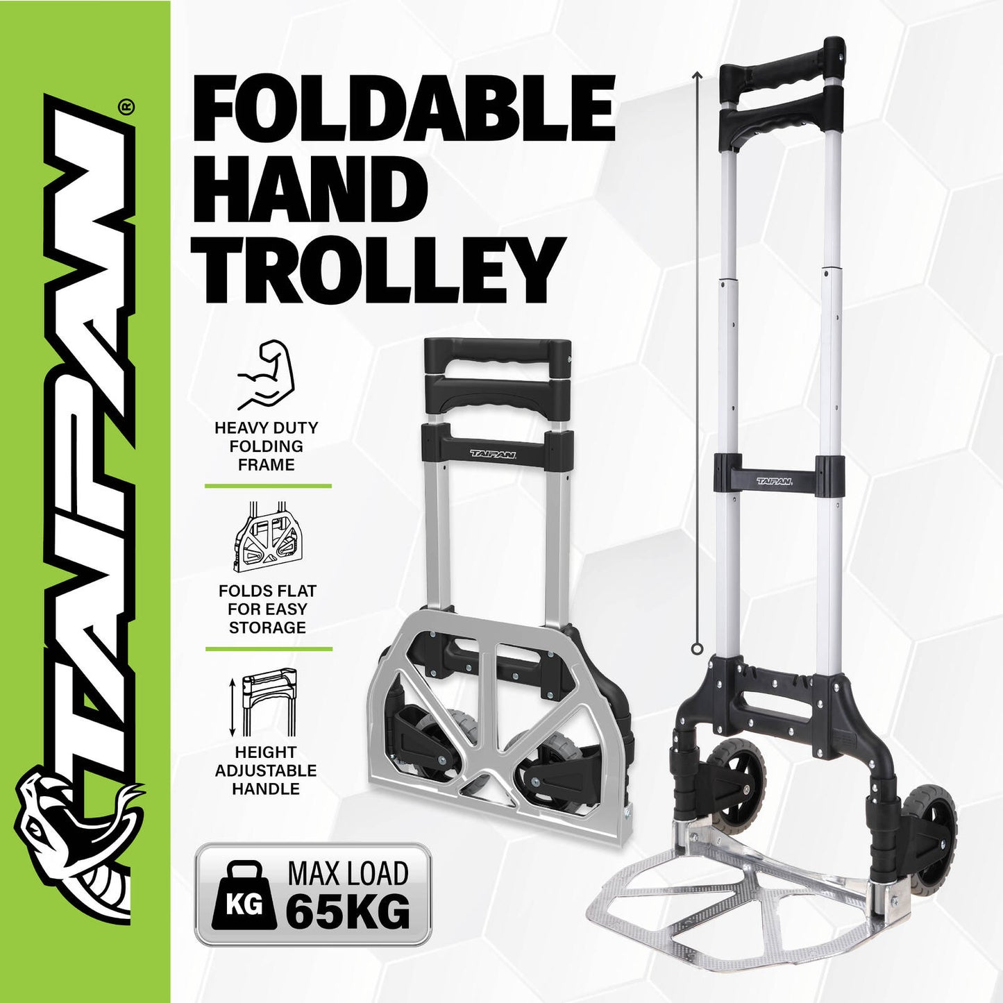 Taipan 65KG Foldable Hand Trolley Aluminium Frame Height Adjustable Handle