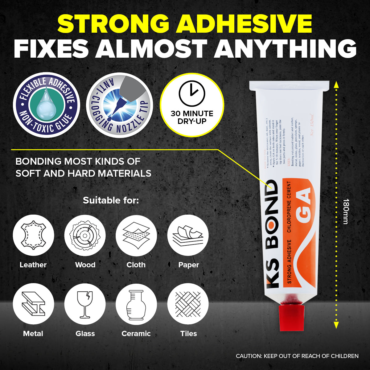 Handy Hardware 12PCE KS Bond Adhesive Multi-Purpose Super Strong 150ML