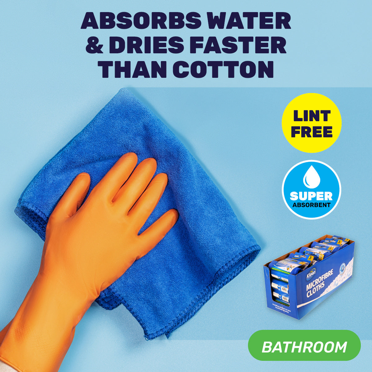 Xtra Kleen 72PCE Microfibre Bathroom Cloths Lint Free Absorbent 30 x 38cm