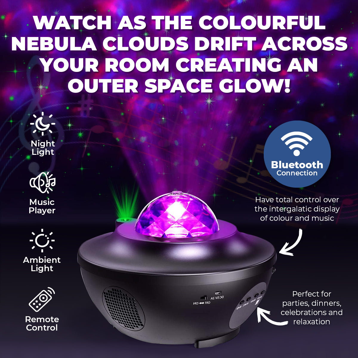 Home Master Star Projector Bluetooth Remote Control Speaker Colour Changing