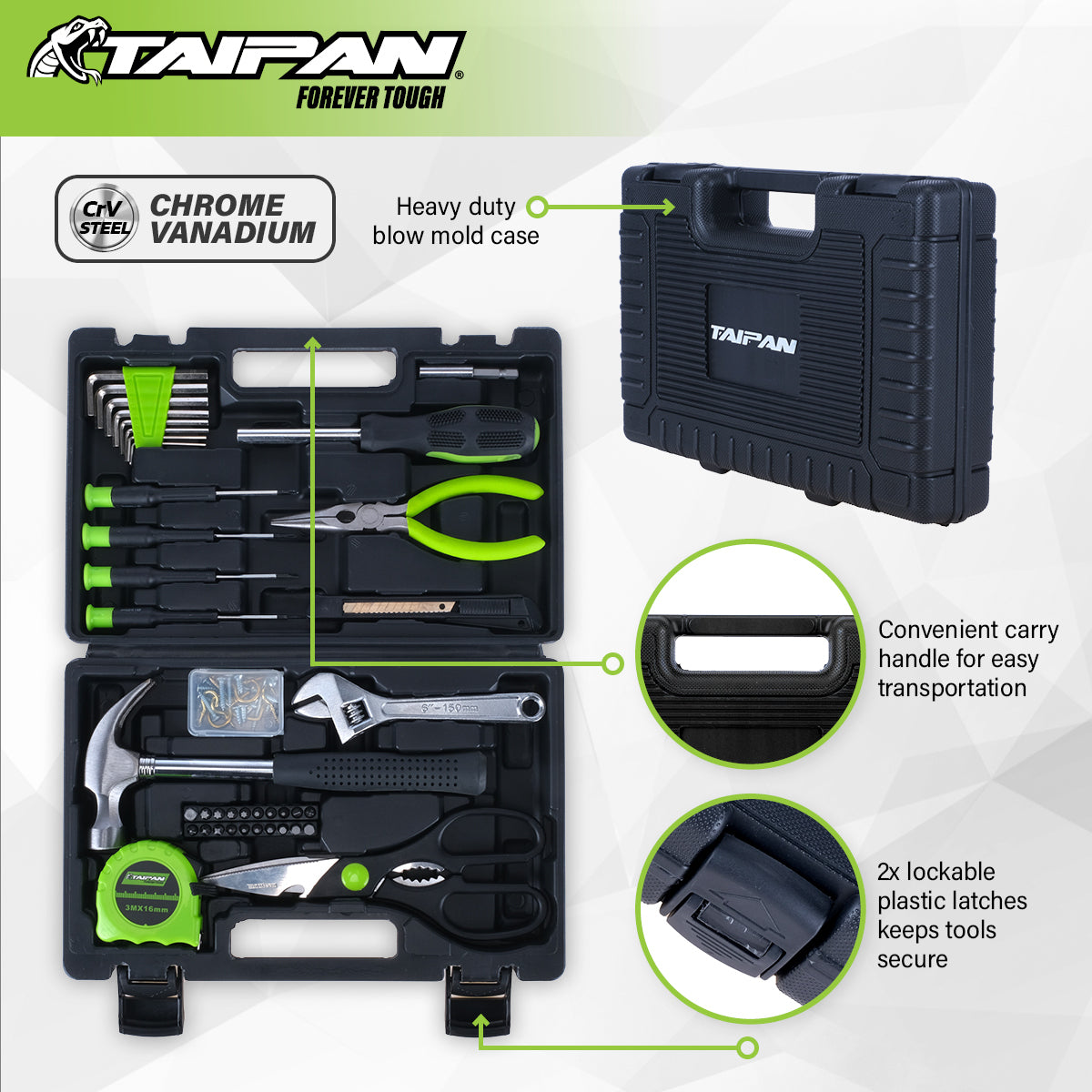 Taipan 41PCE Home Auto Premium Quality Tool Set Case Chrome Vanadium Steel