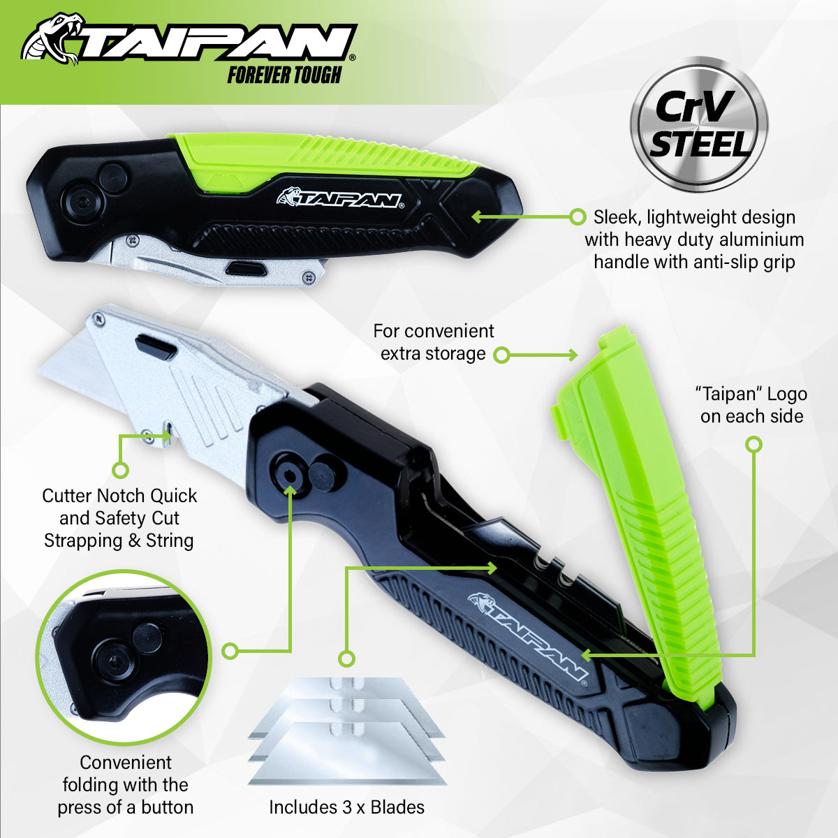 Taipan Folding Lock Back Utility Knife Premium Quality Carbon Vanadium Steel