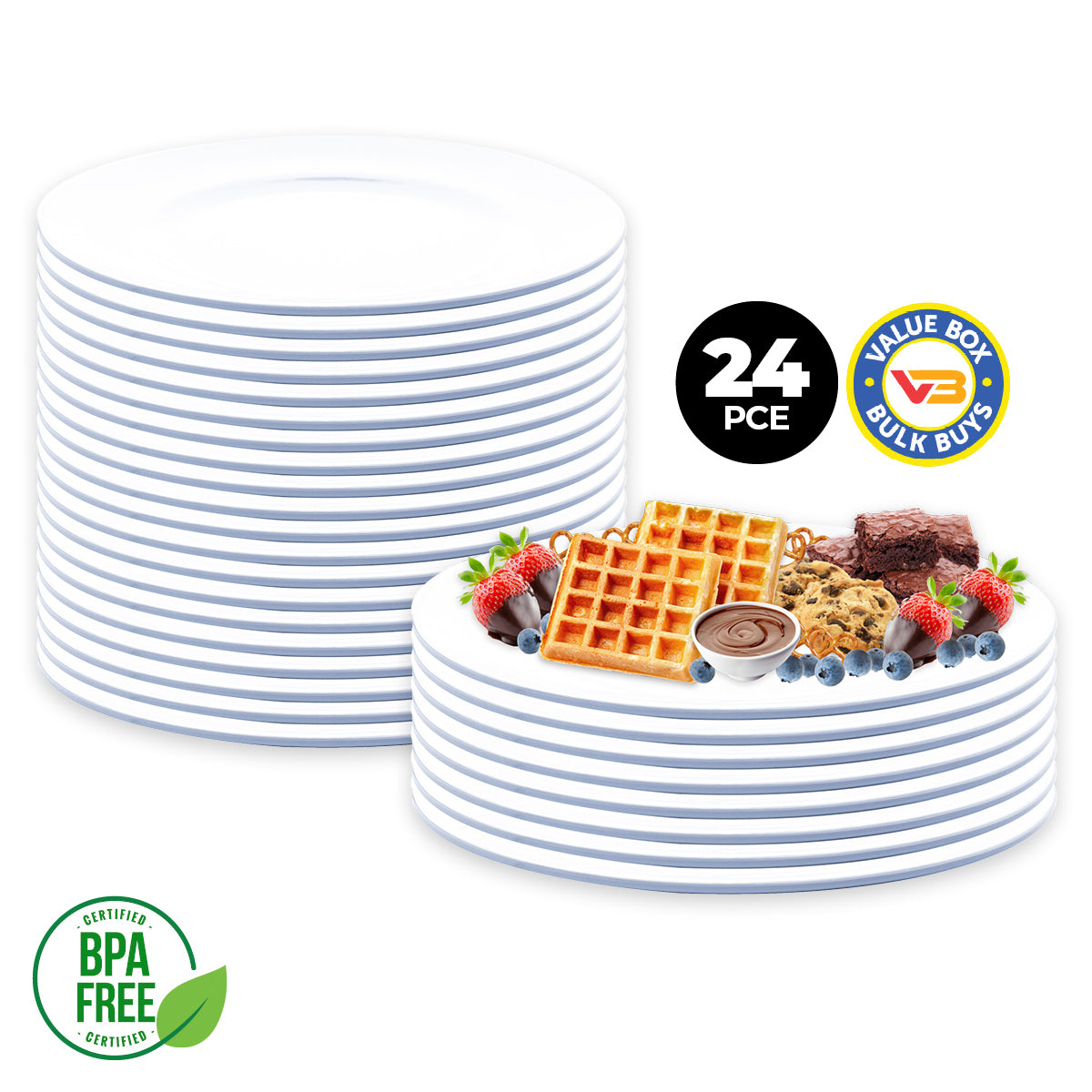 Home Master 24PCE Melamine Party Platters Round Lightweight Durable Bulk 39cm