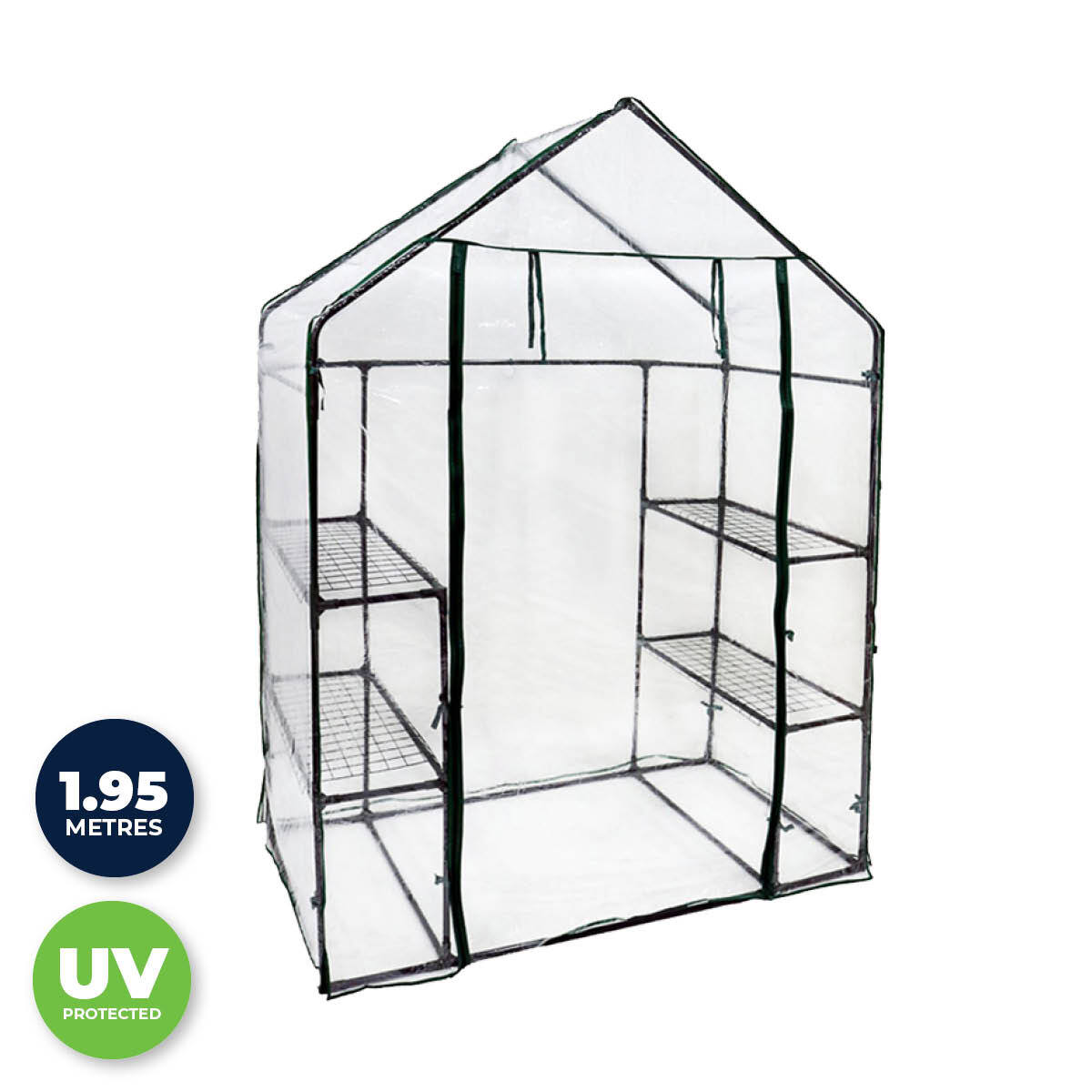 Garden Greens Greenhouse Walk-In Shed 3 Tier Solid Structure & Quality 1.95m